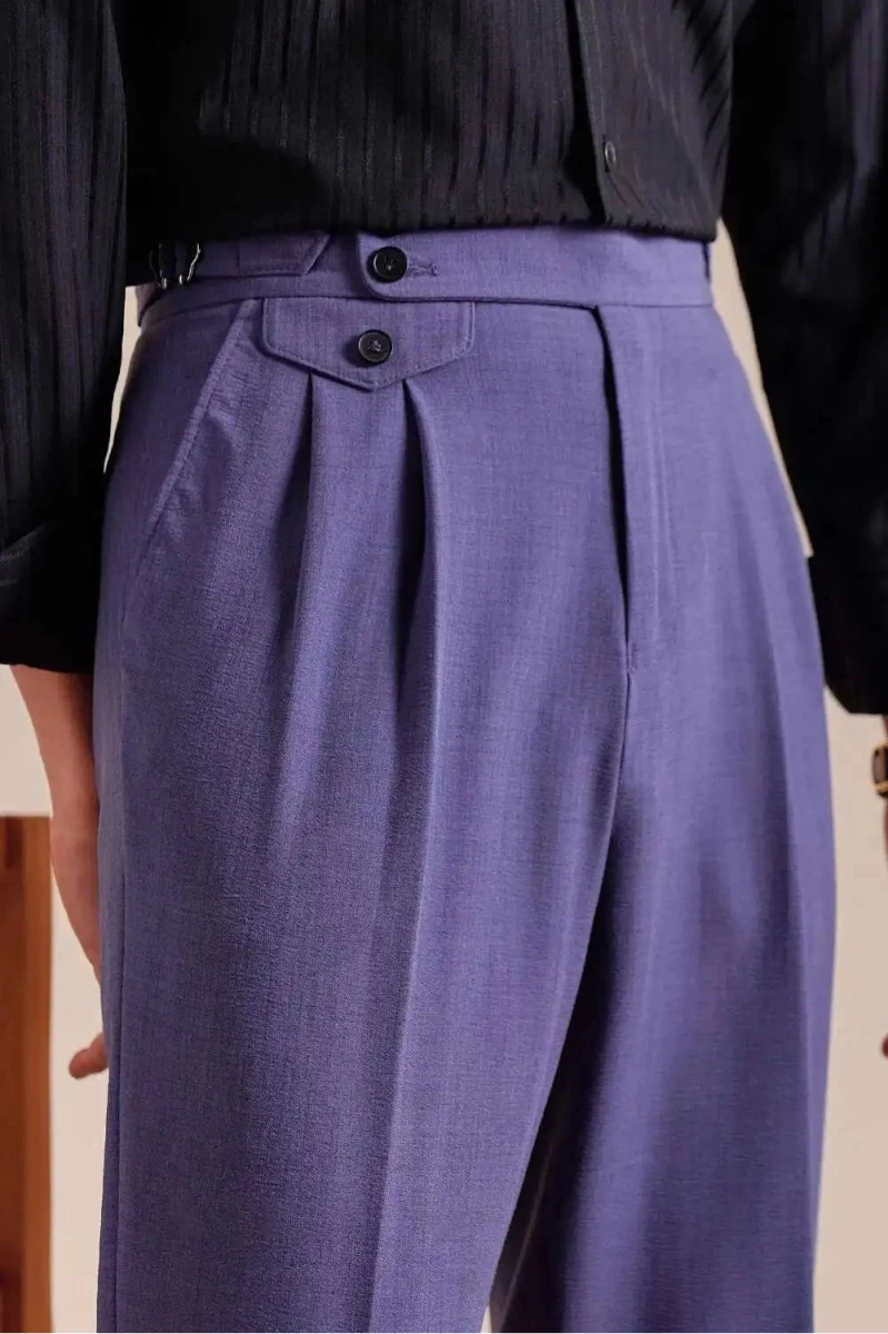 Double pleated wool straight pants - Antonios