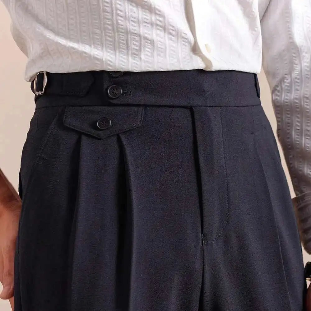 Double pleated wool straight pants - Antonios