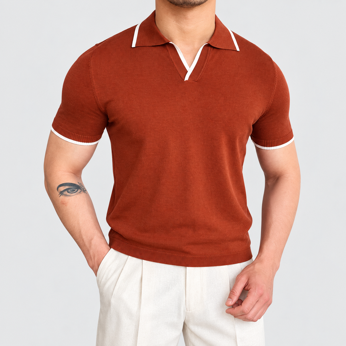 cotton polo shirt — Brown