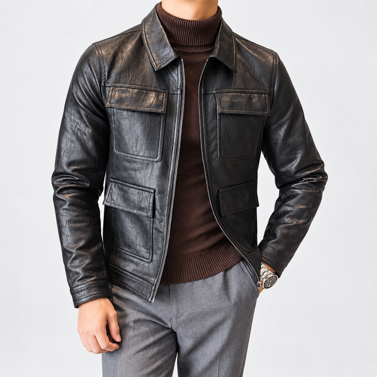ECO leather jacket — Black1