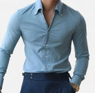 Elegant set baby blue + white high - waist (shirt+trousers) - Antonios