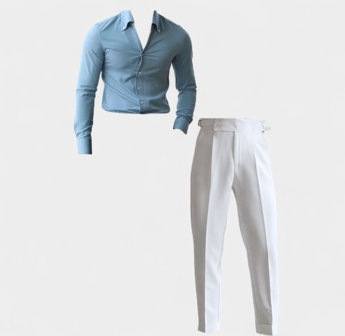Elegant set baby blue + white high - waist (shirt+trousers) - Antonios