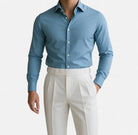 Elegant set baby blue + white high - waist (shirt+trousers) - Antonios