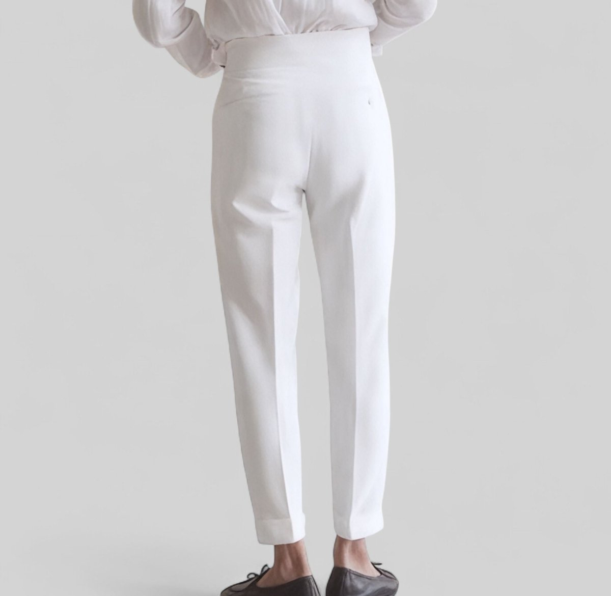 Elegant set black + high - waist white (shirt + pants) - Antonios