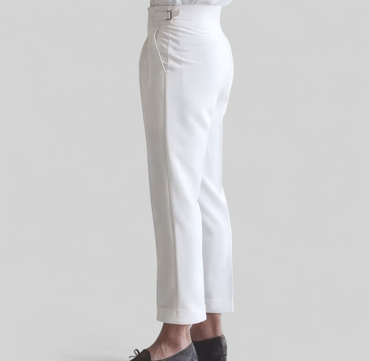 Elegant set black + high - waist white (shirt + pants) - Antonios