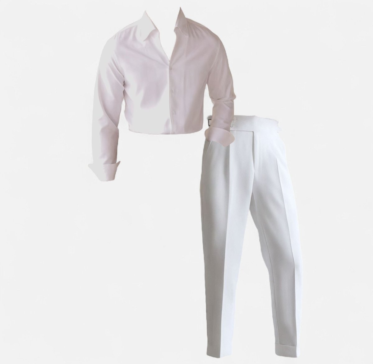 Elegant set white shirt + high - waist white (shirt + pants) - Antonios