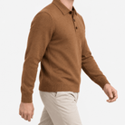 Fine knit button collar wool blend sweater - AntoniosClothing - Brown