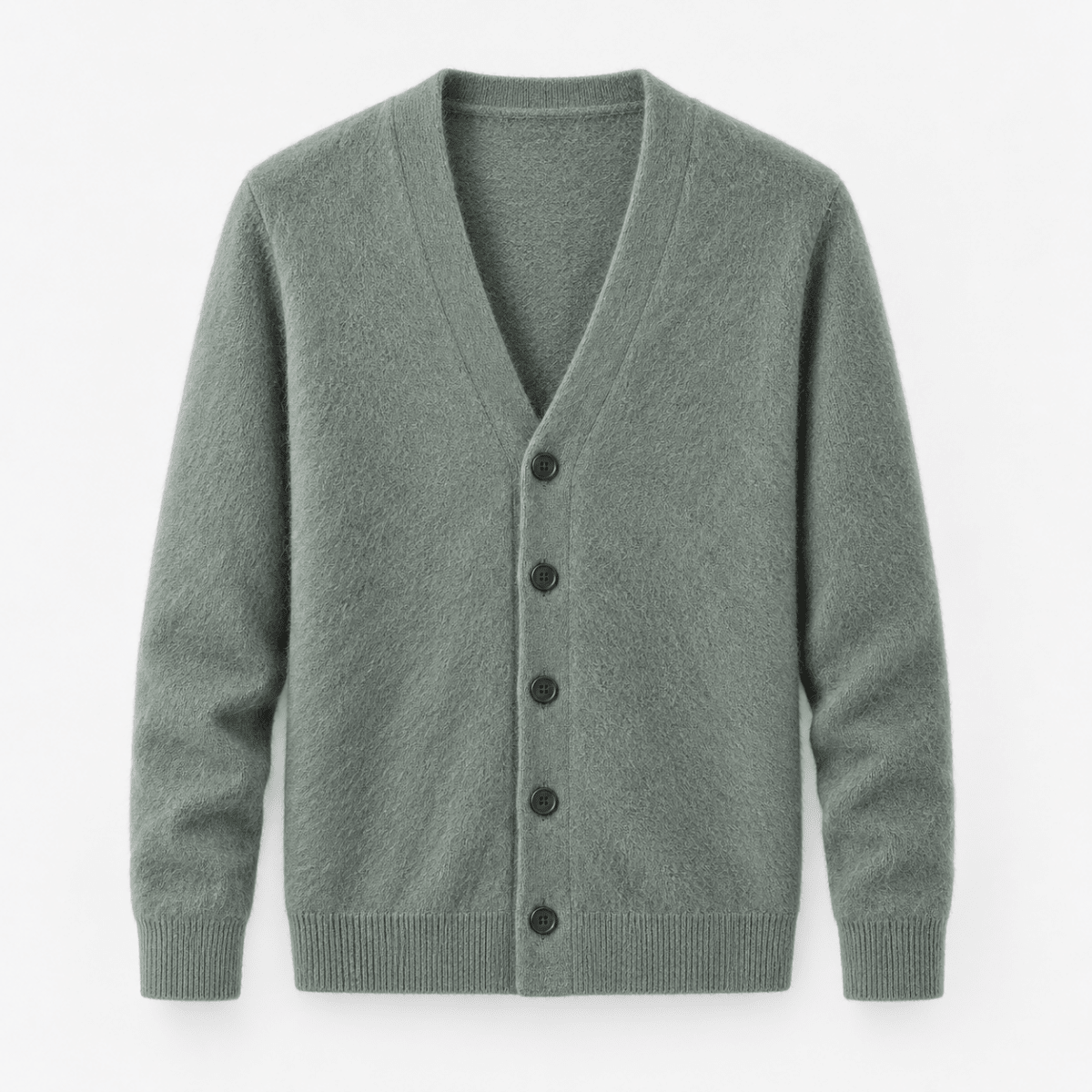 Fine knit cashmere v neck cardigan - AntoniosClothing - Sage green
