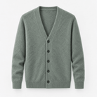 Fine knit cashmere v neck cardigan - AntoniosClothing - Sage green