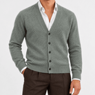 Fine knit cashmere v neck cardigan - AntoniosClothing - Sage green