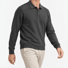 Fine knit long sleeve wool blend polo - AntoniosClothing - Dark gray