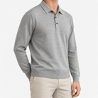 Fine knit long sleeve wool blend polo - AntoniosClothing - Light gray