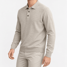 Fine knit long sleeve wool blend polo - AntoniosClothing - Beige