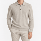 Fine knit long sleeve wool blend polo - AntoniosClothing - Beige