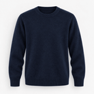 Fine knit wool crew neck sweater - AntoniosClothing - Navy
