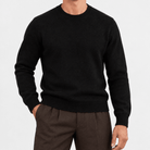 Fine knit wool crew neck sweater - AntoniosClothing - Black