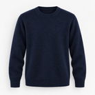 Fine knit wool crew neck sweater in navy, product cover