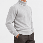 Fine knit wool turtleneck sweater - AntoniosClothing - Gray