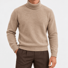 Fine knit wool turtleneck sweater - AntoniosClothing - Taupe