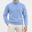 Fine knit wool turtleneck sweater - AntoniosClothing - Mist blue