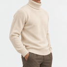 Fine knit wool turtleneck sweater - AntoniosClothing - Cream