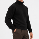 Fine knit wool turtleneck sweater - AntoniosClothing - Black