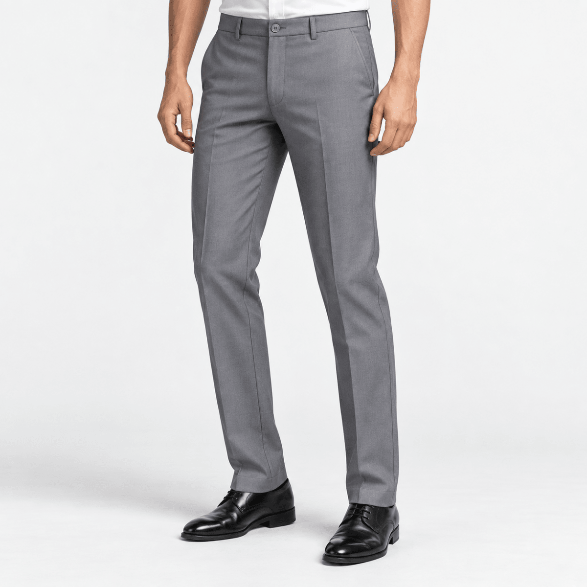 Flat front suit trousers - AntoniosClothing - Gray