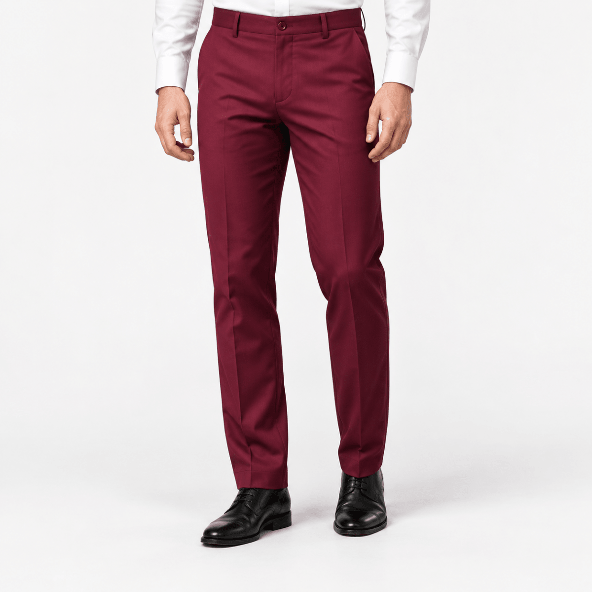 Flat front suit trousers - AntoniosClothing - Burgundy