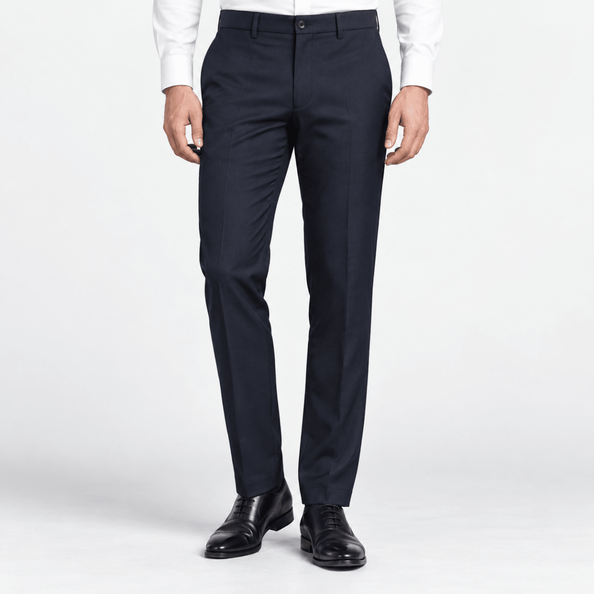Flat front suit trousers - AntoniosClothing - Dark Blue