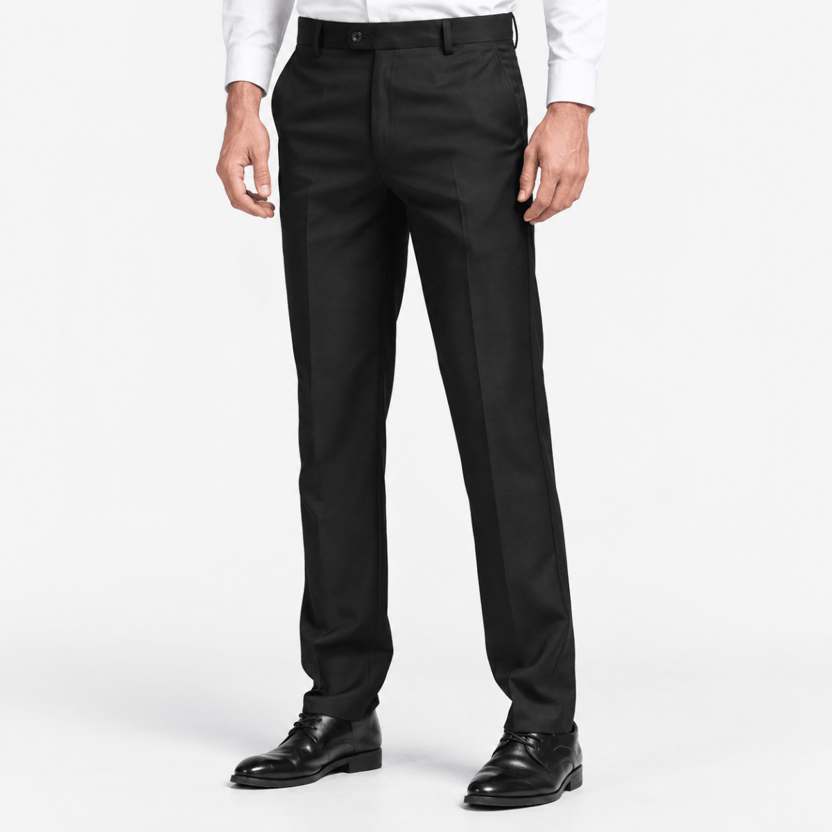 Flat front suit trousers - AntoniosClothing - Black