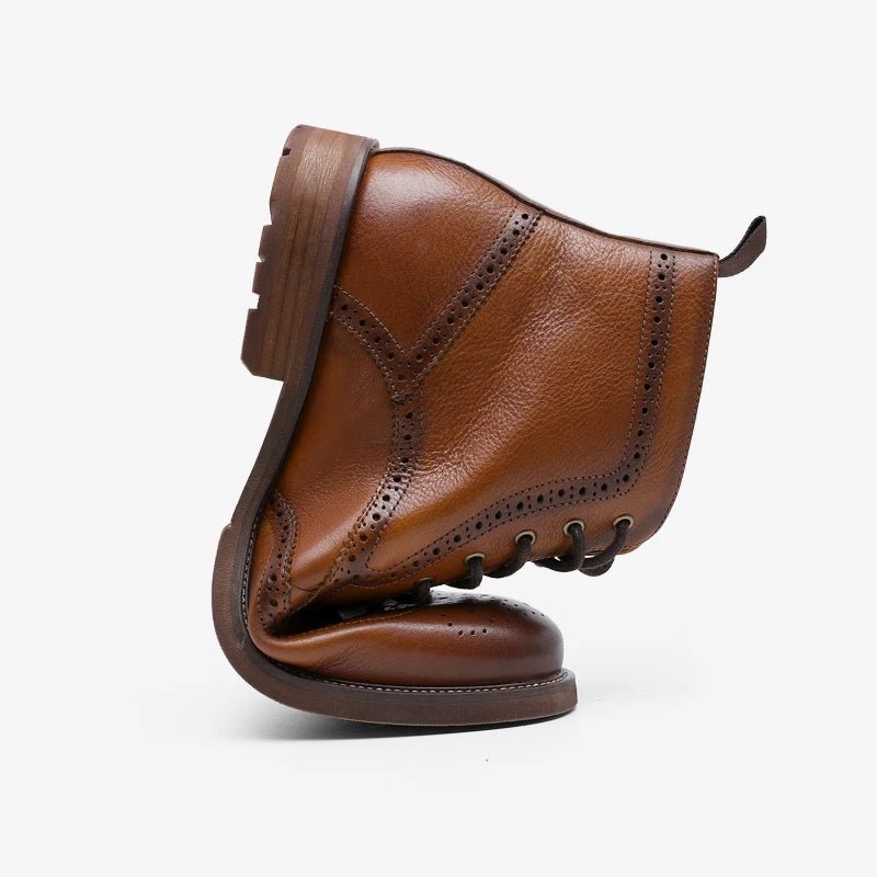Fleece - lined leather brogue boot - Antonios