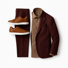 Full burgundy - brown smart - casual outfit (shoes+suit+shirt) - Antonios