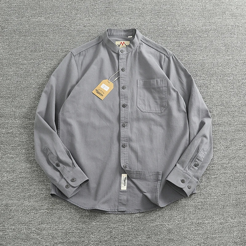 Gentleman stand collar cotton pullover - Antonios