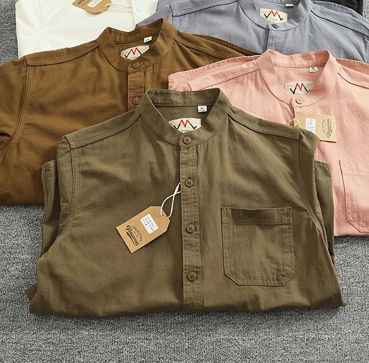 Gentleman stand collar cotton pullover - Antonios