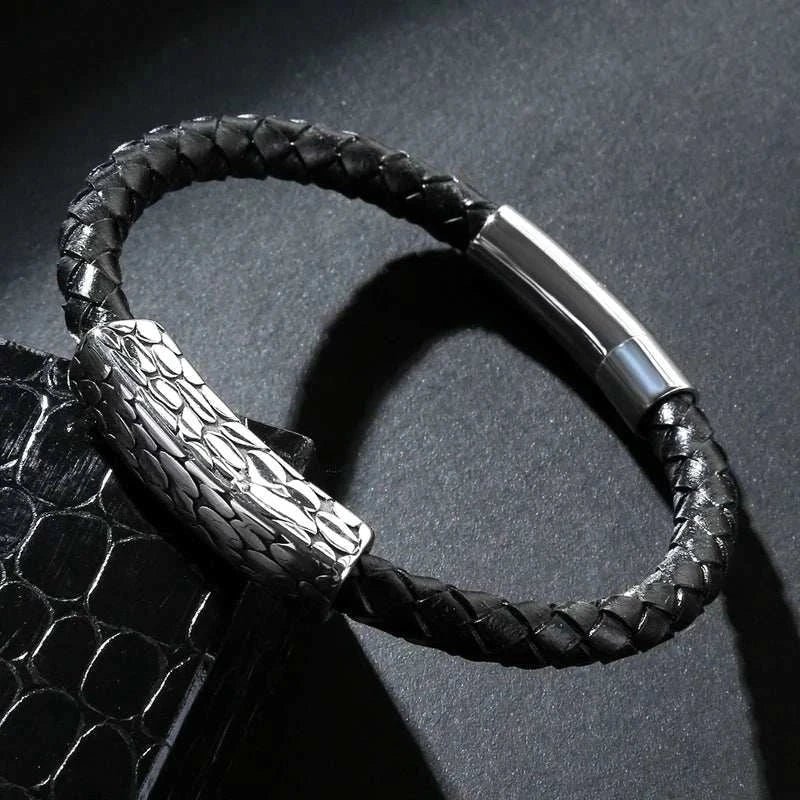Genuine leather braided bracelet - Antonios