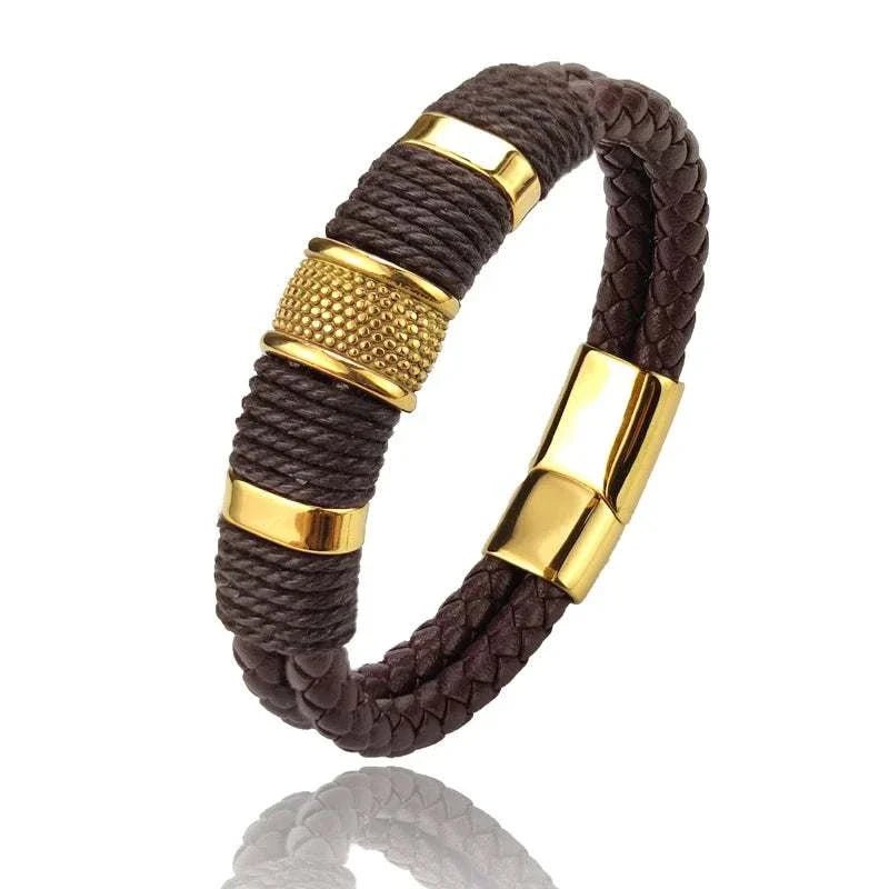 Genuine leather double bracelet - Antonios