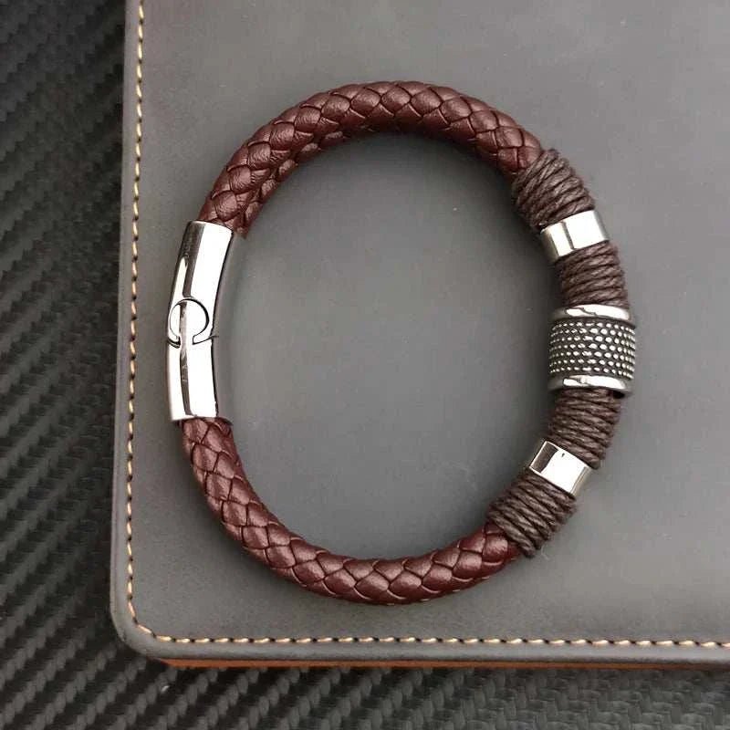 Genuine leather double bracelet - Antonios