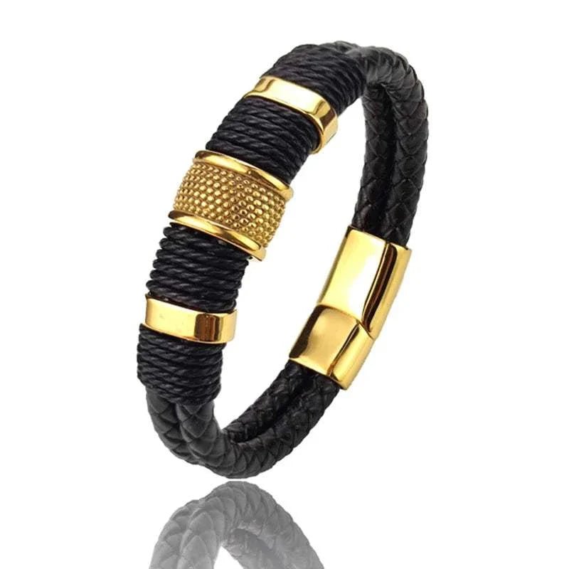 Genuine leather double bracelet - Antonios