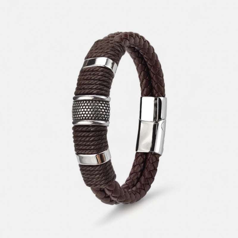 Genuine leather double bracelet - Antonios
