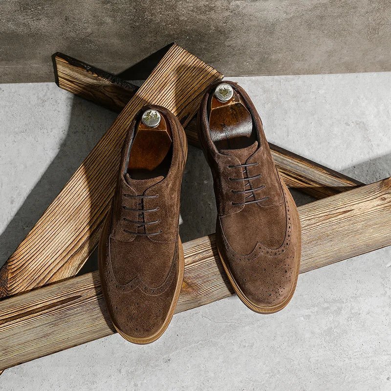 Genuine suede cow leather derby shoes - Antonios