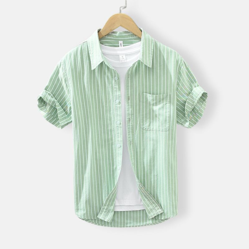 Antonios Green Striped Summer Shirt for men