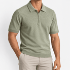 Half zip knit polo shirt - AntoniosClothing - Sage Green