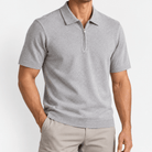 Half zip knit polo shirt - AntoniosClothing - Light Gray