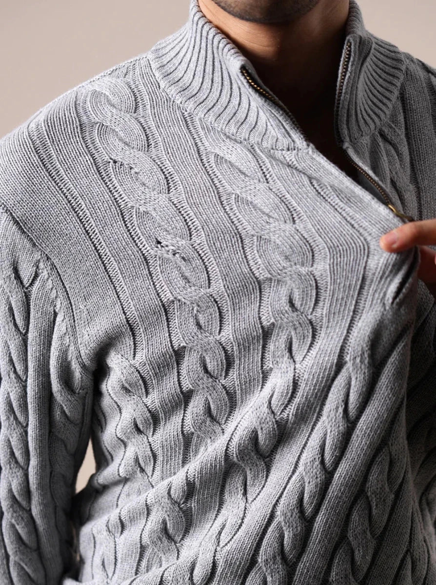 Half - zip long - staple cotton sweater - Antonios