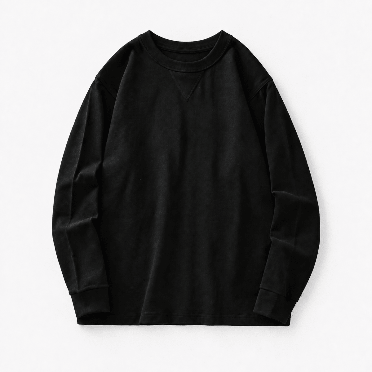 Heavy cotton raglan sleeve crew neck top - AntoniosClothing - Black