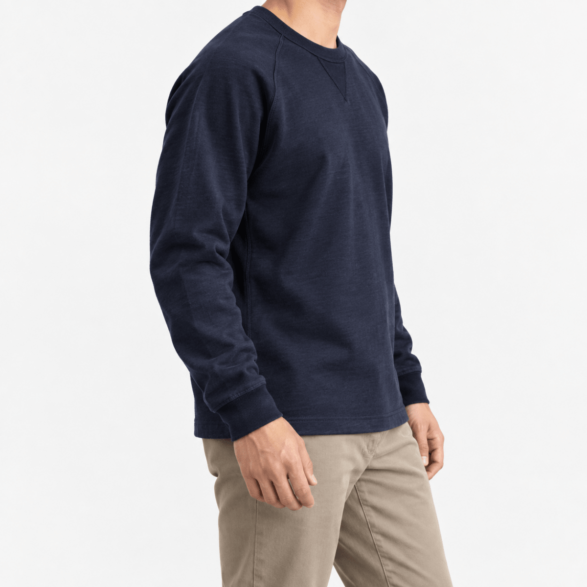 Heavy cotton raglan sleeve crew neck top - AntoniosClothing - Navy blue