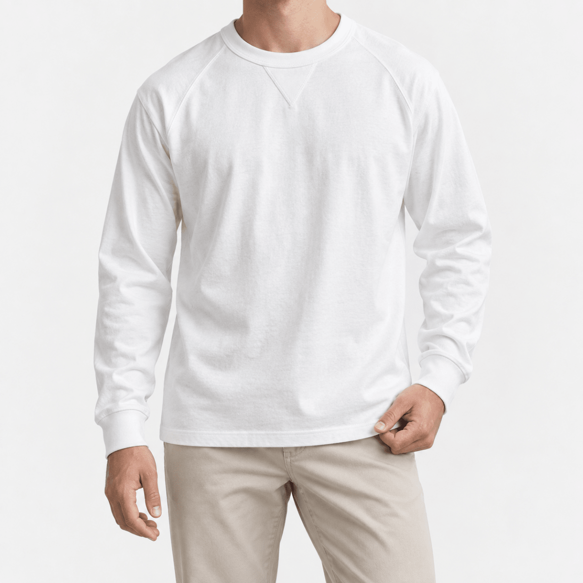 Heavy cotton raglan sleeve crew neck top - AntoniosClothing - White
