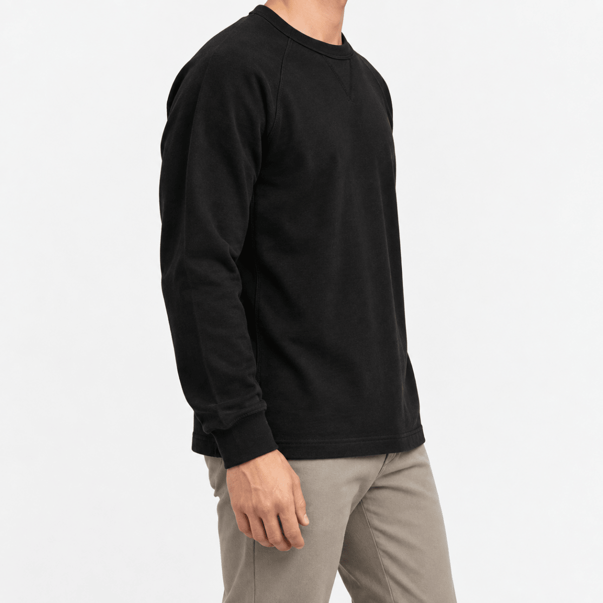 Heavy cotton raglan sleeve crew neck top - AntoniosClothing - Black