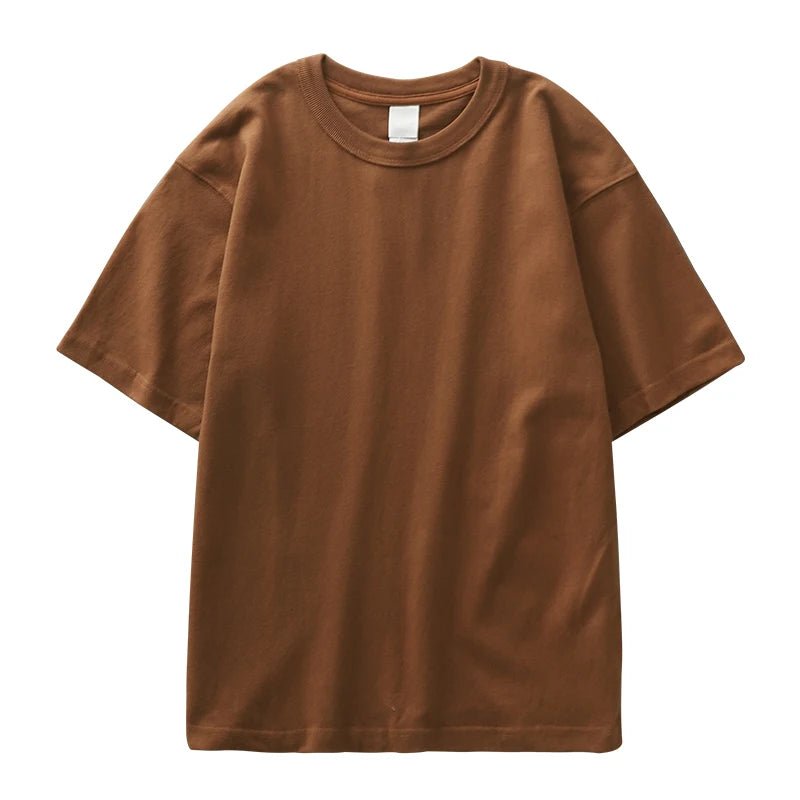 Heavyweight 100% cotton casual regular fit t-shirt - AntoniosClothing - Coffee