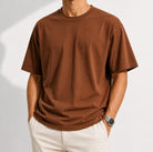 Heavyweight 100% cotton casual regular fit t-shirt - AntoniosClothing - Khaki